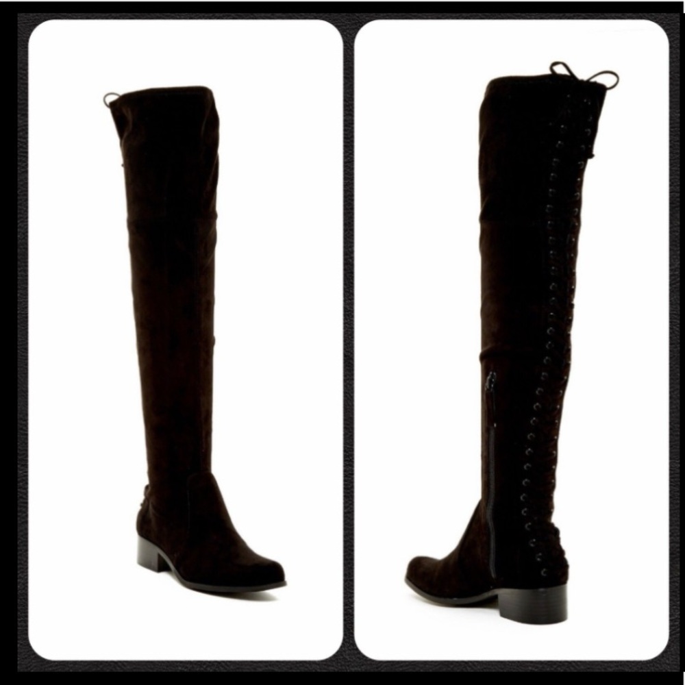 Black, Over the Knee Lace-Up Boots